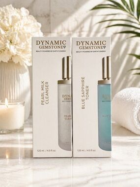 Dynamic Gemstone Pearl Cleanser & Blue Sapphire Toner Set NIB 120ml